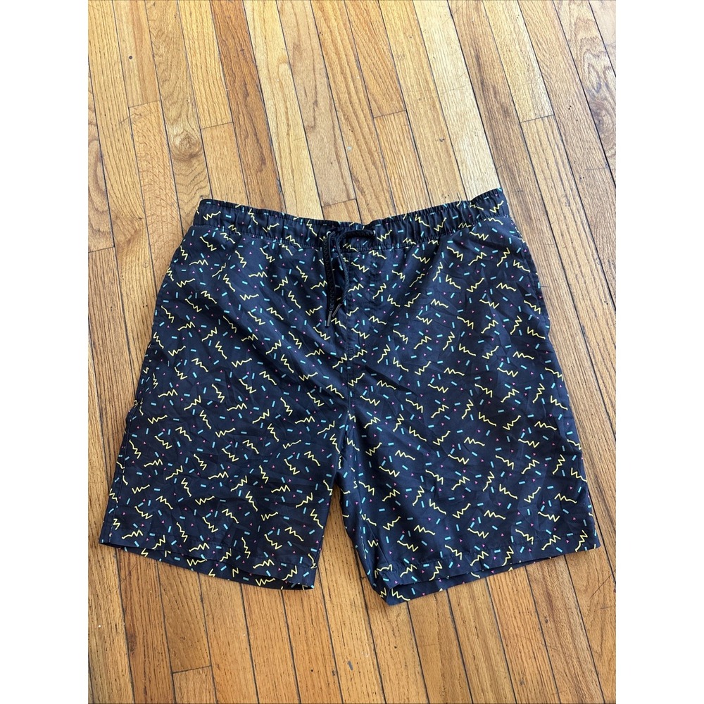 Brooklyn Cloth Swim Trunks Mens Large Black‎ W/colors Volley Shorts Preppy Beach